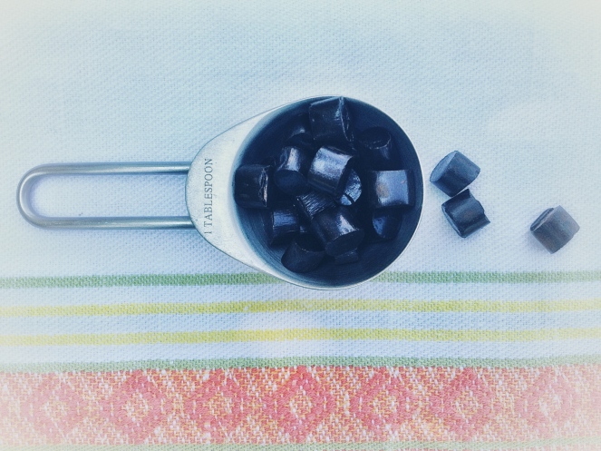 a tablespoon of licorice chips
